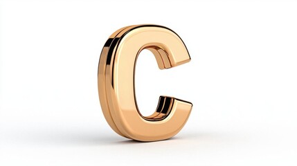 A photostock of a polished gold letter &acirc;&euro;&oelig;C&acirc;&euro; sculpture, isolated on a clean white background, sleek and modern, High Quality