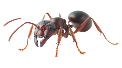 An ant isolated against a transparent background, ideal for biological studies, insect illustrations, or educational content.