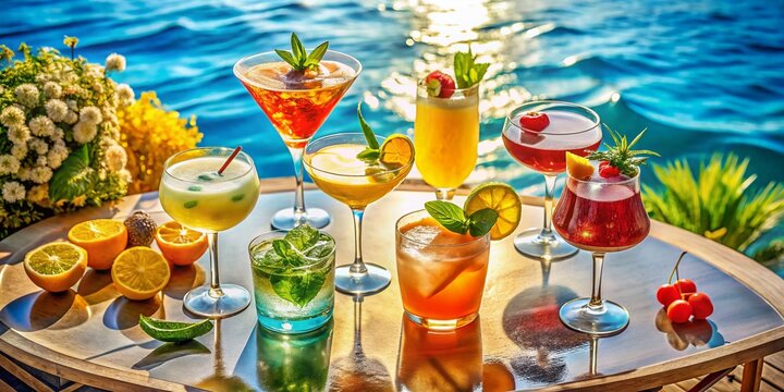 Luxurious Aerial Cocktail Menu Photography: Drone Shots of Elegant Drinks & Summer Cocktails