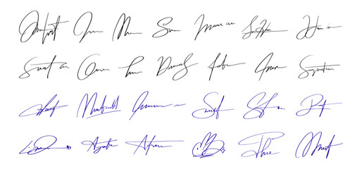 Abstract Signature Line Handwritten for Document and Business