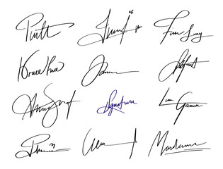 Handwritten Signature Line. Abstract Ink Pen Autograph