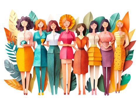 Playful Paper Collage of Women from Various Professions and Backgrounds