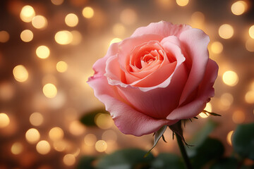 Pink Rose Blooms Beautifully with Soft Bokeh Background Gently