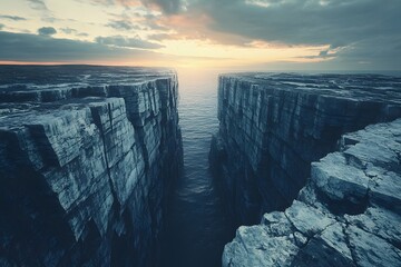Panoramic view from cliff overlooking ocean