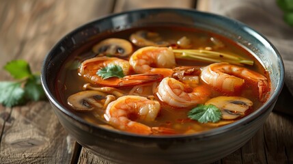 Delicious shrimp soup in a bowl