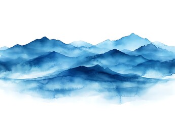 Obraz premium Blue Watercolor Mountainscape An Artistic Landscape Painting
