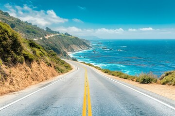 Aerial view of winding coastal road