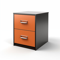 Modern Two-Drawer Nightstand with Orange Accents