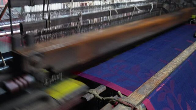 Saree is getting prepared in powerloom, Indian traditional saree