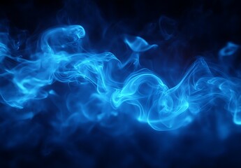 Abstract Blue Smoke Swirls and Waves Design