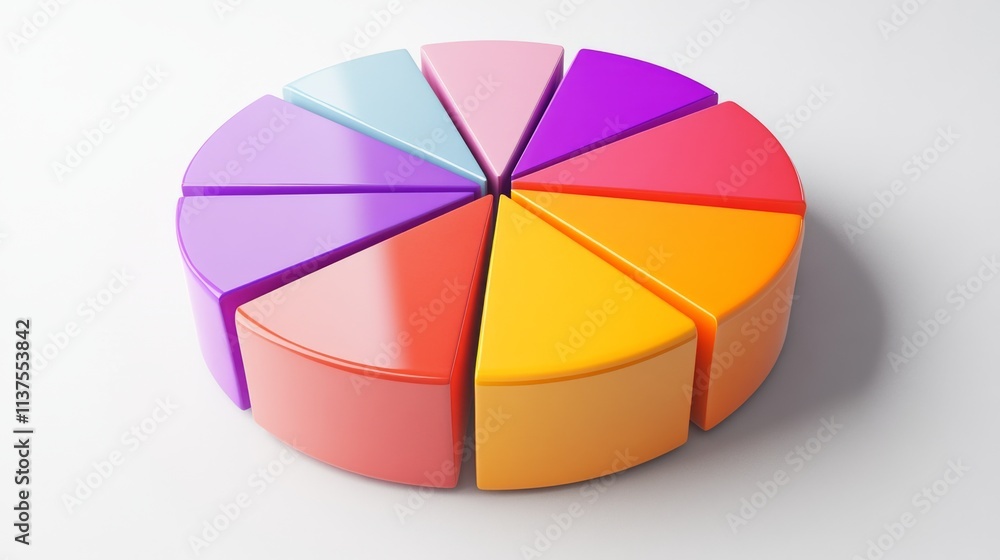 Leinwandbilder colorful 3d pie chart segments for data visualization and presentation