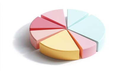 Fototapeta premium Colorful Pie Chart Segments on a White Background Displaying Data