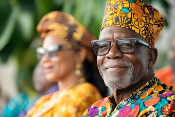 Diverse group attending traditional ceremony in Ghana
