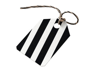 Black and White Striped Sale Tag Isolated on Transparent Background