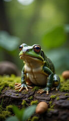 Obraz premium Wildlife photography showcasing diverse animal kingdom with close-up shots of frogs, butterflies, and deer in natural habitats 