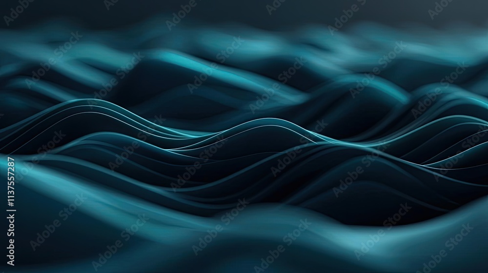 Aufkleber wave abstract background concept. a mesmerizing abstract representation of flowing waves in deep blu