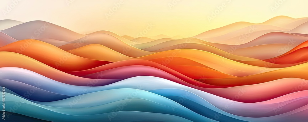 Poster wave abstract background concept. vibrant abstract landscape with flowing waves in warm and cool col