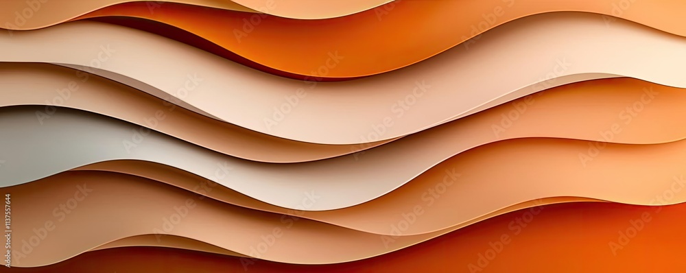 Poster wave abstract background concept. abstract paper waves in orange, creating a soothing and modern tex