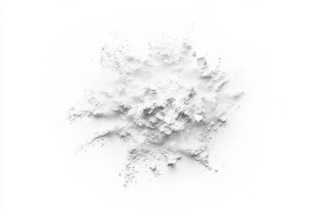 A pile of white powder, possibly flour or cornstarch, scattered on a white background.