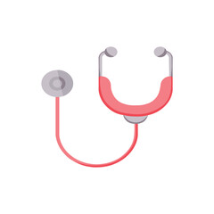 Flat icon of a medical device, the stethoscope, ideal for health-related designs, such as apps, websites, or other visual materials with a medical theme
