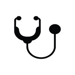 Stethoscope silhouette icon on a white background. Flat vector illustration representing healthcare and medicine. A medical tool symbol for healthcare design