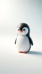Obraz premium Penguin Standing on White Background, Embracing Minimalism with Curious Expression