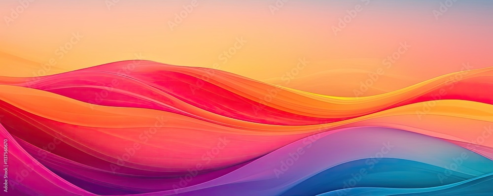 Poster Wave abstract background concept. Vibrant abstract waves with smooth gradient colors creating a visually stunning backdrop.