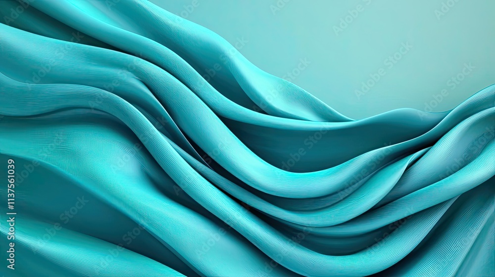 Aufkleber wave abstract background concept. elegant turquoise fabric waves creating a soothing visual texture.