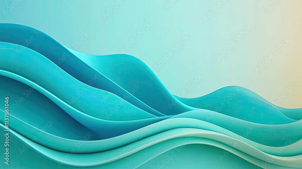 Poster wave abstract background concept. abstract, fluid waves in calming turquoise tones create a serene a
