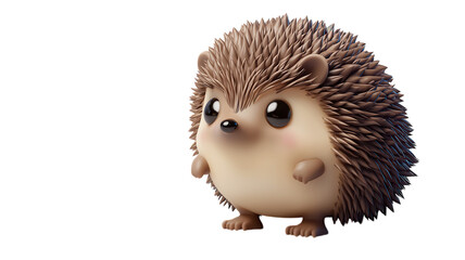 Cute 3D animated hedgehog character with large eyes and textured spines against a transparent background.