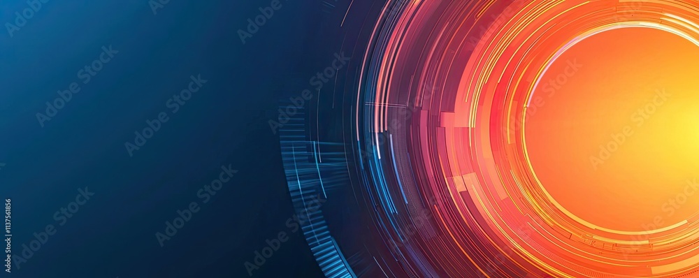 Poster weather forecast idea. vivid abstract design featuring circular patterns and radiant colors for mode