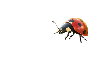 A colorful ladybug perched on a transparent surface showcasing its distinctive red shell with black spots during bright daylight.