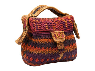 Woven Fabric Sling Bag with Patterned Design on Transparent Background