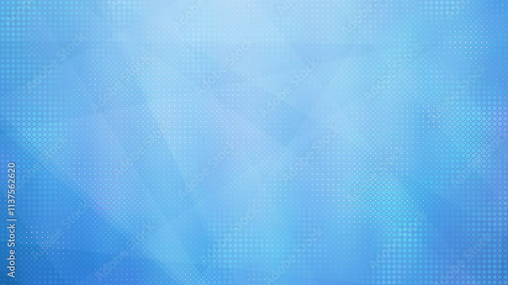 Poster dynamic light blue background with shifting halftone patterns and futuristic slow motion geometric d