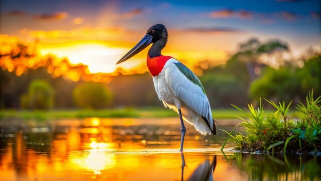 Majestic Jabiru Stork in Pantanal Wetlands, Brazil - Stunning Bokeh Wildlife Photography