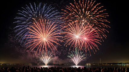 A fireworks display against the night sky