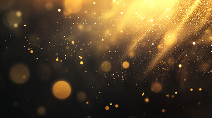 Fototapeta premium background of abstract glitter lights. gold and black. de focused. banner, Dust sparks and golden stars shine with special light. Vector sparks on black background. 