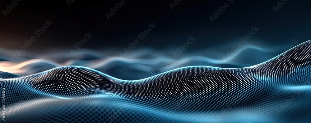 Aufkleber wave abstract background concept. abstract waves of light create a futuristic digital landscape with