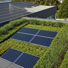 solar panels on the roof with mini garden