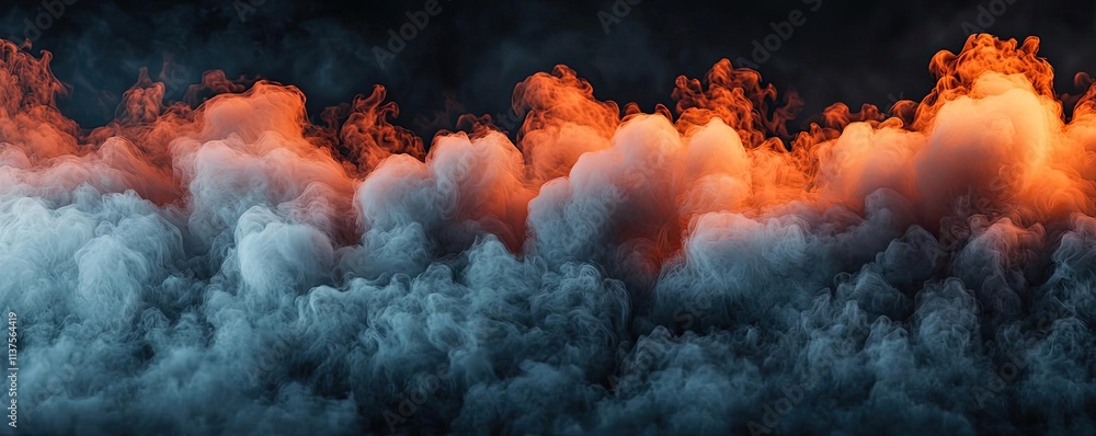 Poster mysterious fog concept. an abstract representation of colorful smoke blending in a dramatic style.