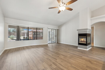 Spacious living room with modern design elements.