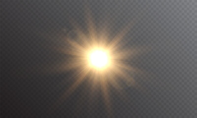 PNG sunlight with special lens flare effect. Vector light effect.