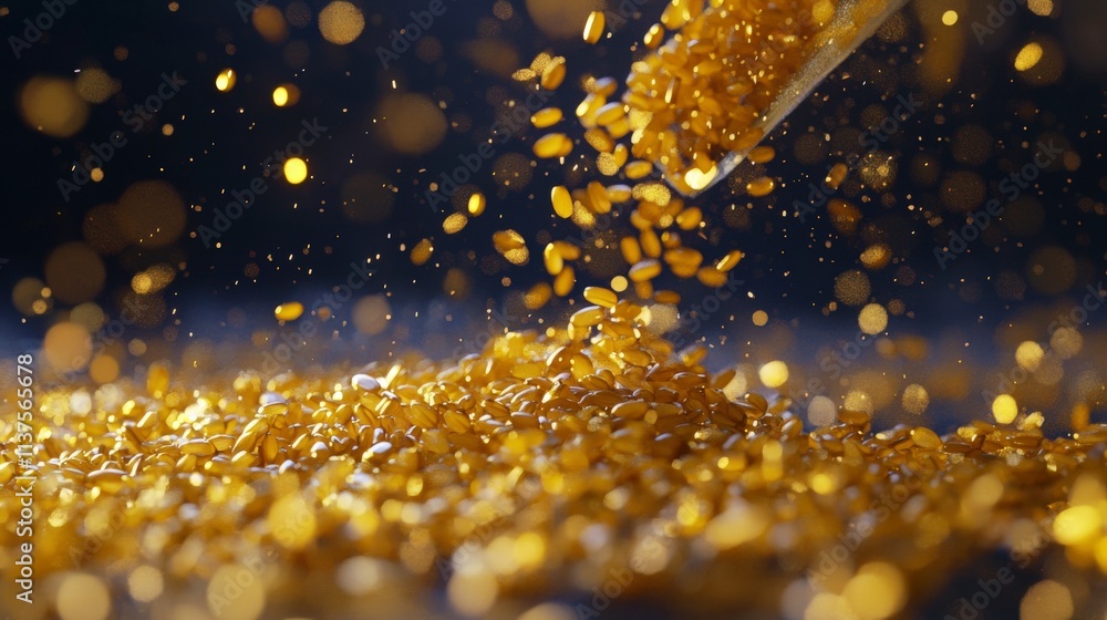 Aufkleber Artistic display of corn kernels forming shapes studio setting food photography macro environment creative viewpoint