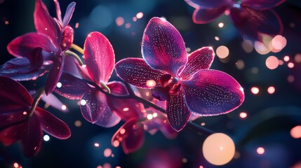Fairy shape created with orchid flowers enchanted garden floral art magical atmosphere close-up whimsical design