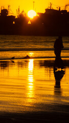 sunset over the port of the city of Essaouira, in Morocco