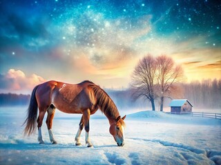 Maryland Winter Horses: Double Exposure Snow Farm Photography