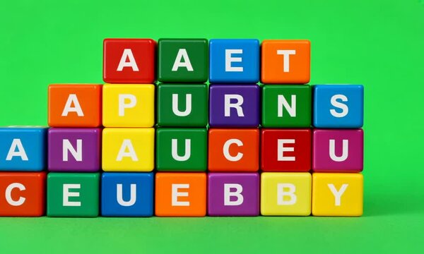 Blocks with alphabets from different languages stacking and unstacking