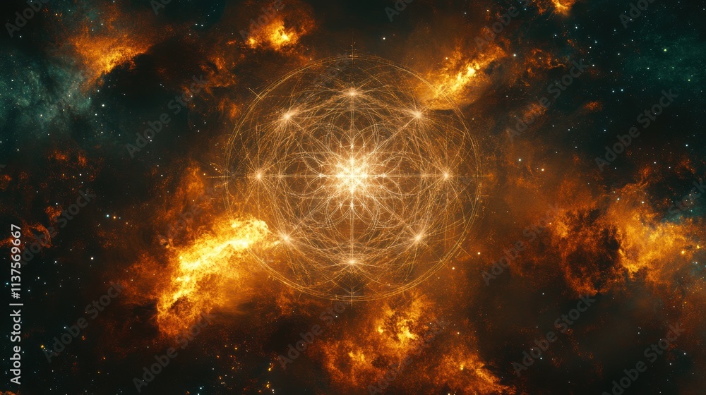 Wall mural cosmic mandala in nebula