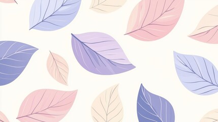 Soft pastel leaf patterns nature digital art calm environment top-down view aesthetic design concepts