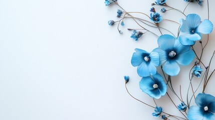 Floral arrangement displaying blue flowers studio setting high-quality photography minimalist background